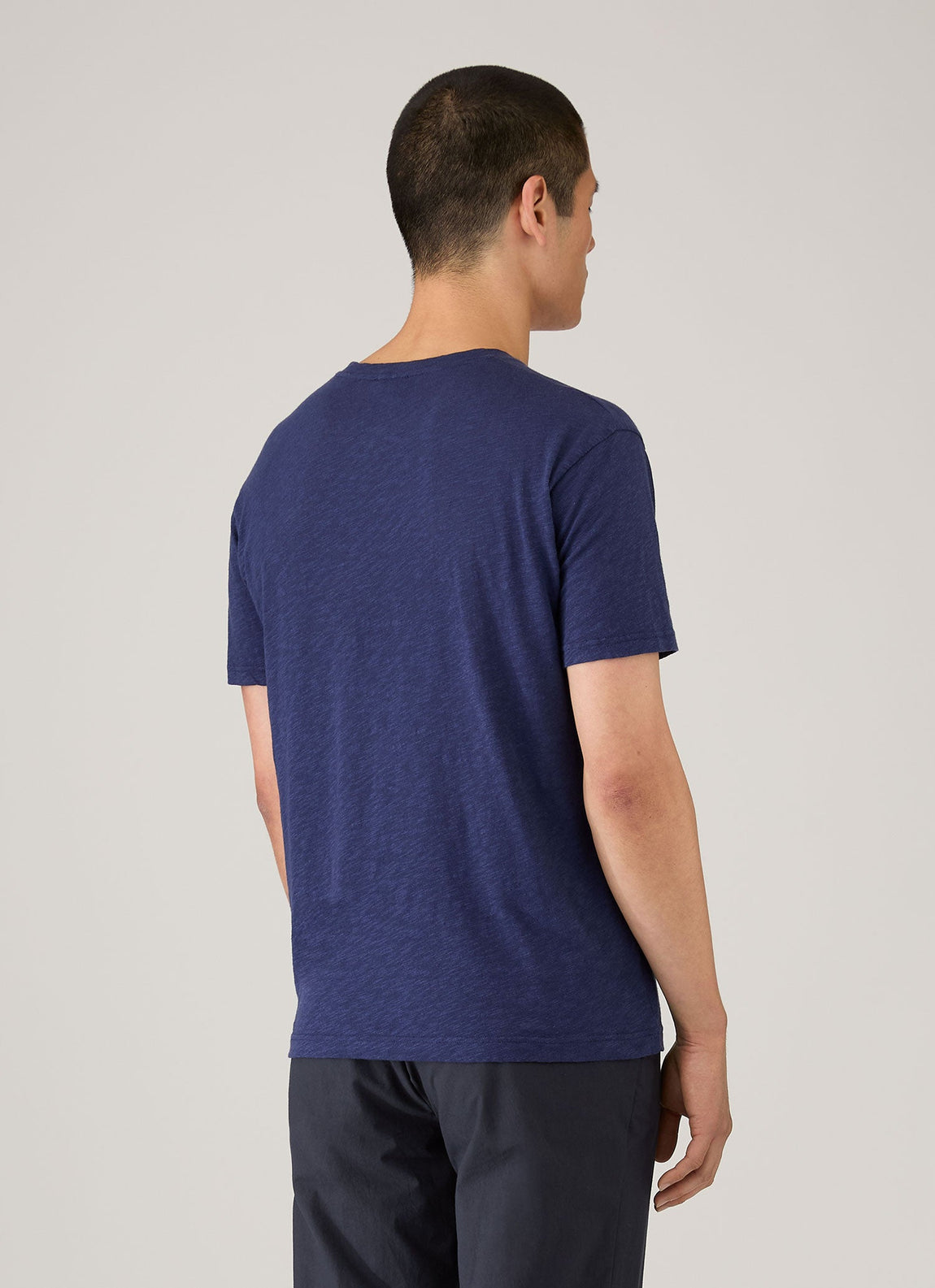 Men's Cotton Linen T-shirt in Ink Blue