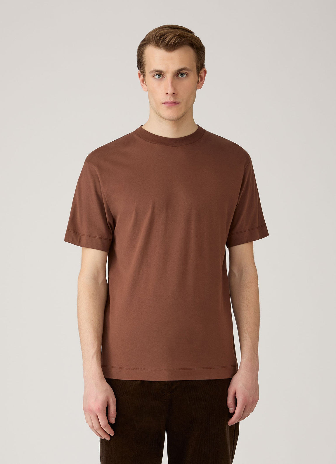 Men's Brushed Cotton T-shirt in Chestnut