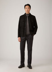 Men's Long Sleeve Brushed Cotton Mock Neck T-shirt in Anthracite