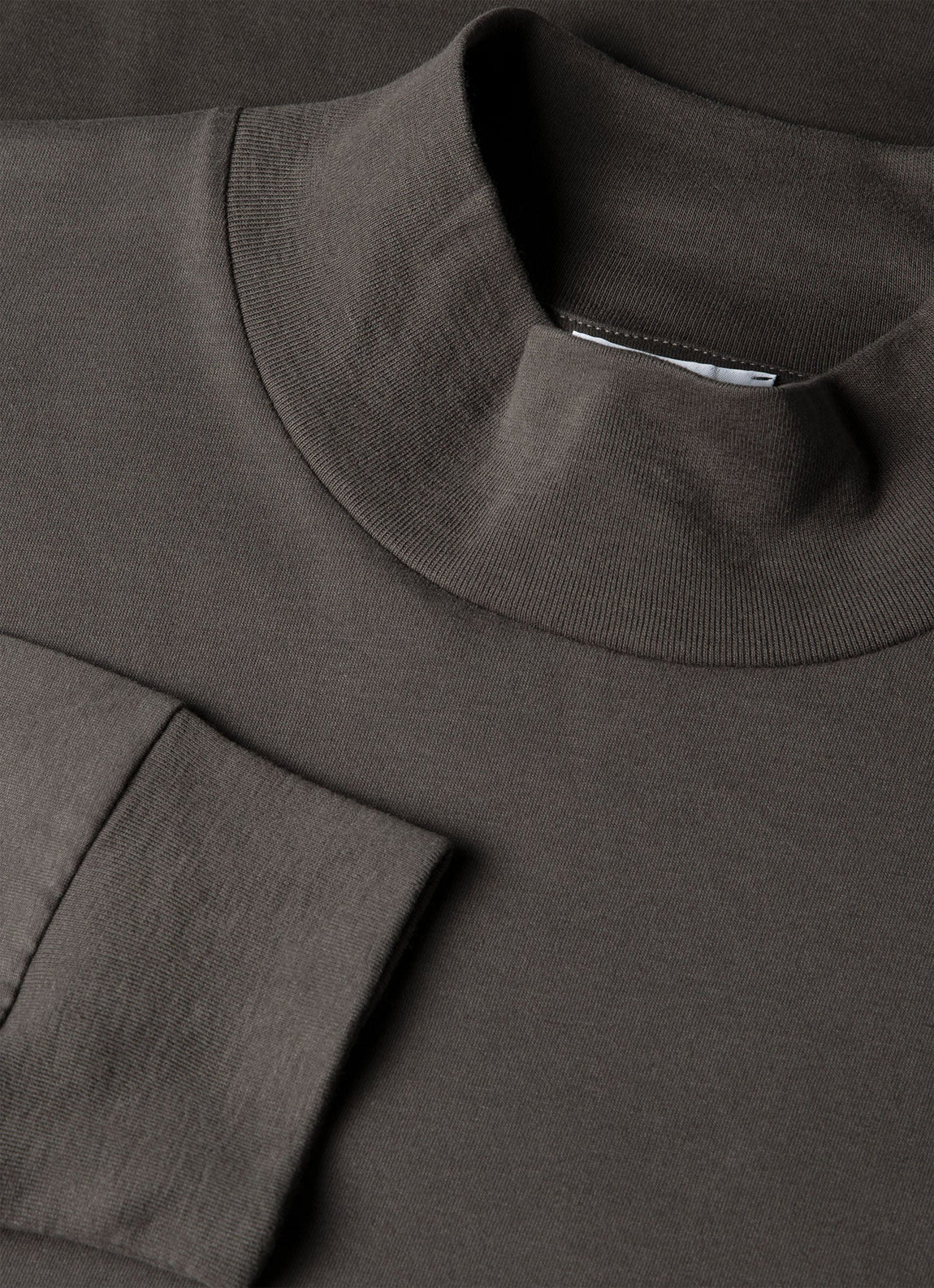 Men's Long Sleeve Brushed Cotton Mock Neck T-shirt in Anthracite