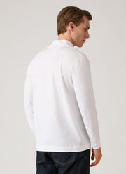 Men's Long Sleeve Brushed Cotton Mock Neck T-shirt in White