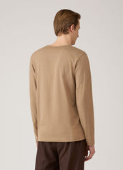 Men's Long Sleeve Heavyweight Classic T-shirt in Dark Beige