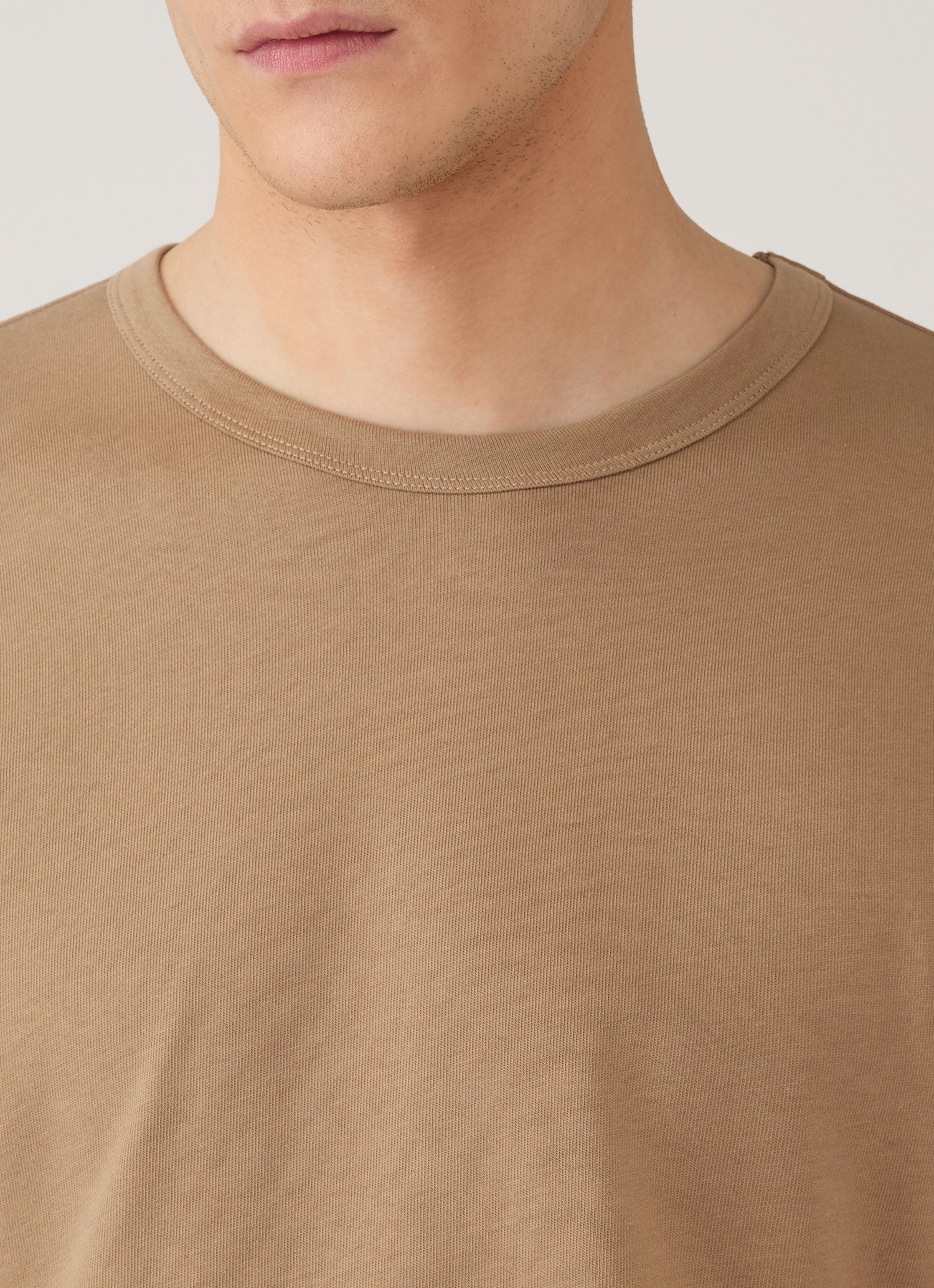 Men's Long Sleeve Heavyweight Classic T-shirt in Dark Beige