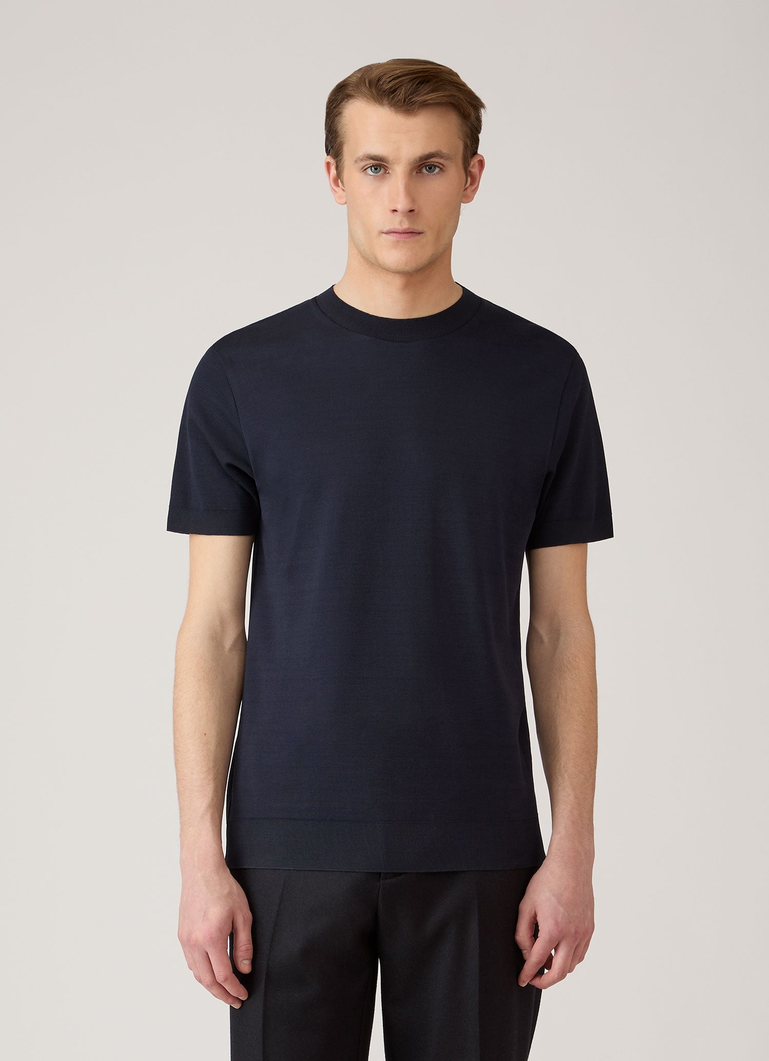 Men's Cotton Piqué T-shirt in Midnight Navy