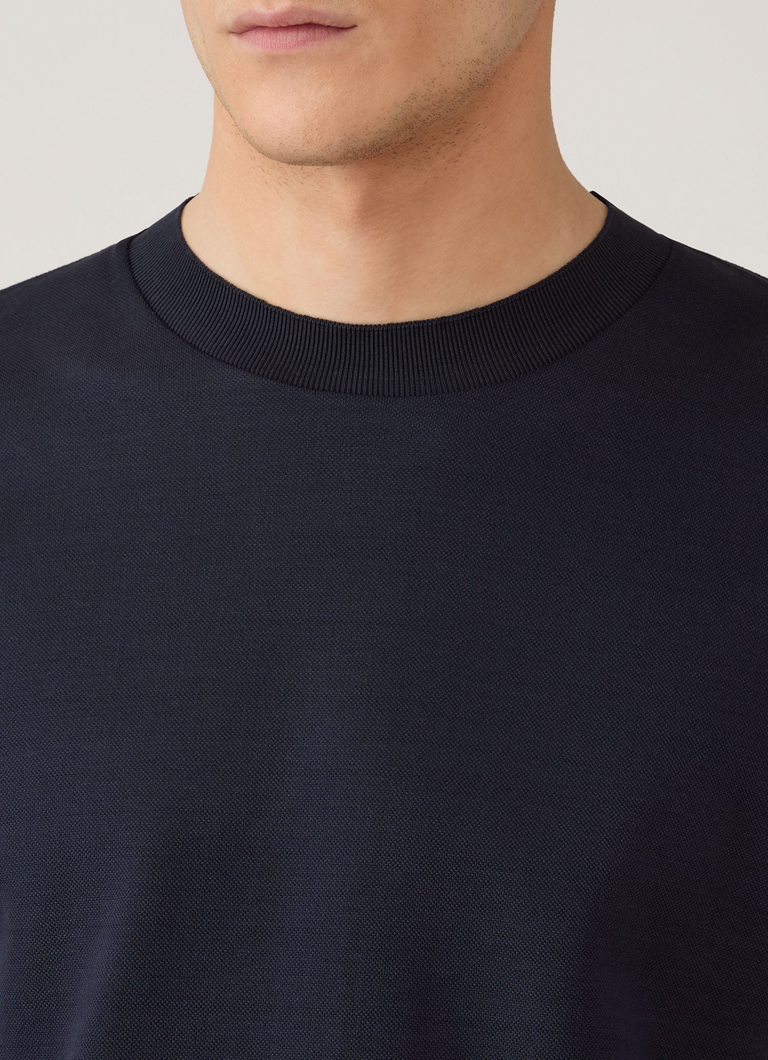 Men's Cotton Piqué T-shirt in Midnight Navy