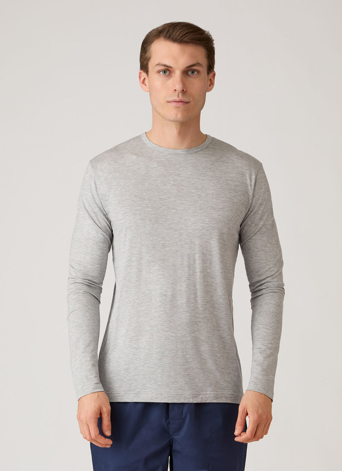 Men's Long Sleeve Tencel™ T-shirt in Grey Melange