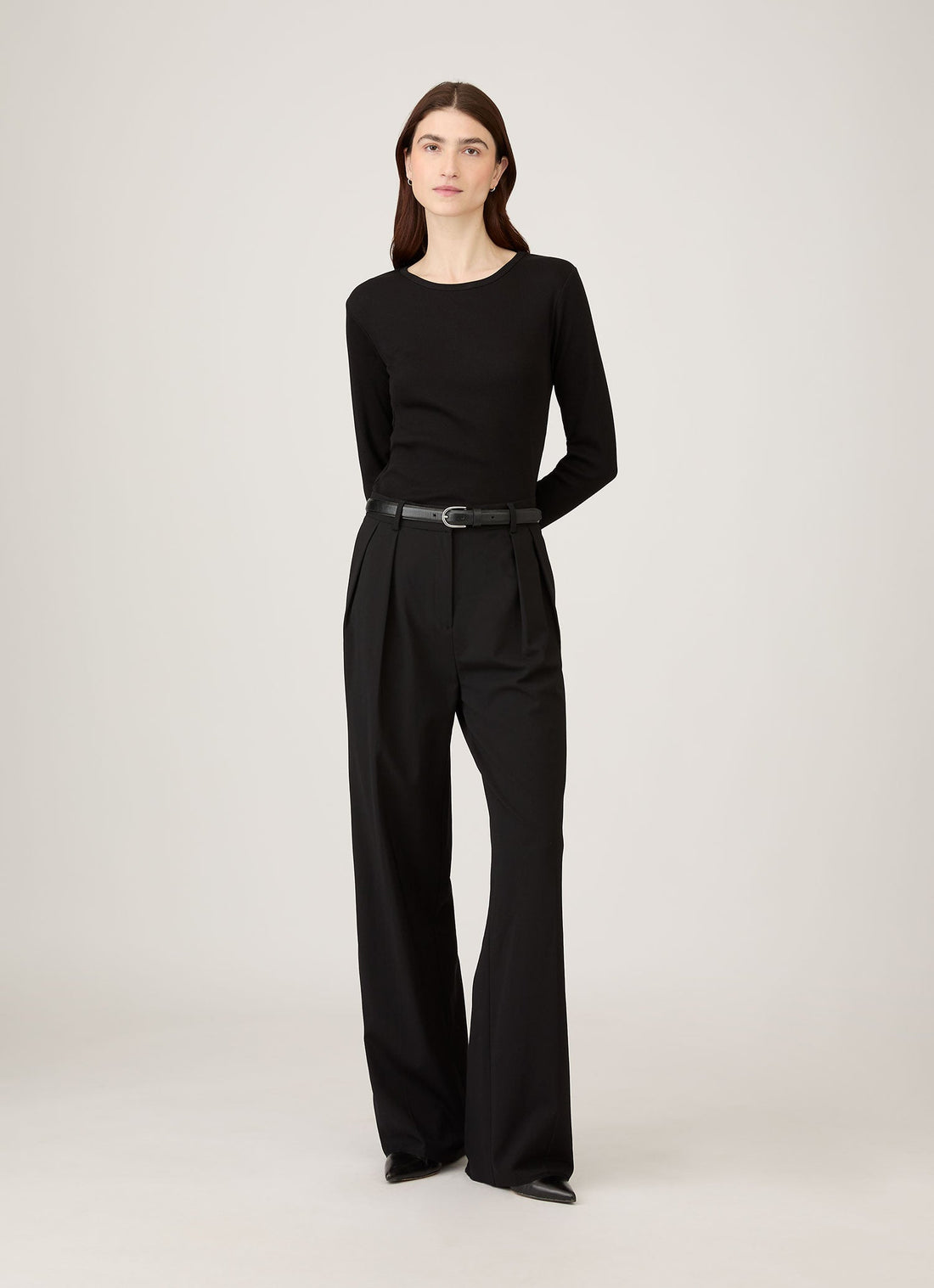 Women's Ribbed Long Sleeve T-shirt in Black
