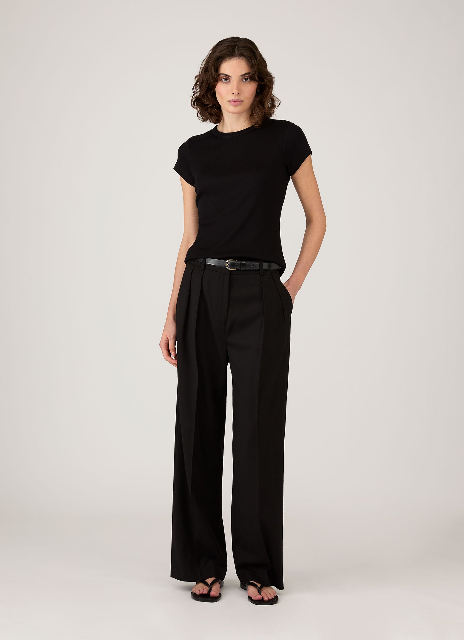 Women's Ribbed T-shirt in Black